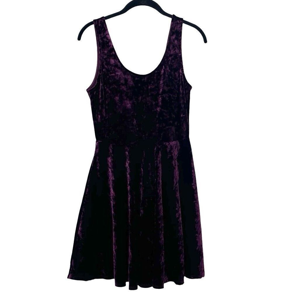 Lush retro grunge round neck sleeveless crushed velvet fit & flare Dress M‎